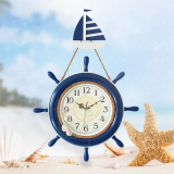 凯乐丝木质地中海船舵客厅挂钟现代简约创意钟表卧室装饰时钟摆件