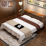 卓臣 现代中式卧室家具 高箱气动储物1.8米双人床 真皮软靠实木床