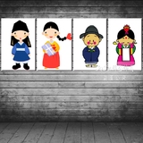 韩国料理店装饰画韩式餐厅壁画饭店挂画美食朝鲜族美女卡通人物画