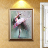 欧式客厅玄关卧室过道壁画竖版装饰画手绘抽象油画人物芭蕾舞女孩