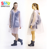 SEEU时尚透明雨衣 出口韩国 可爱女旅游薄款 环保EVA波点成人雨衣