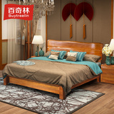 百奇林胡桃木全实木床1.8米1.5双人床中式家具储物高箱床榻榻米
