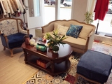 美式乡村实木双人三人客厅组合整装法式复古做旧橡木亚麻布艺沙发