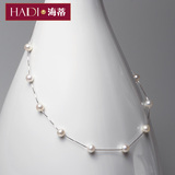 海蒂珍珠 传情 圆珠天然满天星珍珠项链正品S925银锁骨链 送妈妈