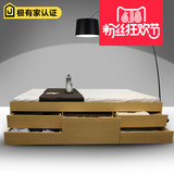 日式收纳储物榻榻米1.2米板式床 收纳带抽屉高箱1.5米双人床