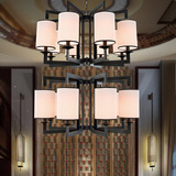 现代简约新中式客厅吊灯创意中国风多层楼梯吸吊两用灯复古铁艺灯