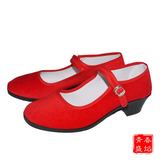 红色高跟女款老北京布鞋民国五四青年学生布鞋舞台鞋舞蹈鞋开车鞋