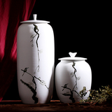 景德镇陶瓷名家手绘茶叶盖罐储物罐现代简约客厅电视柜花瓶摆件
