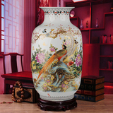 景德镇陶瓷器仿古中式锦上添花落地大花瓶粉彩描金冬瓜瓶结婚礼品