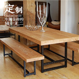 定制家具 美式实木铁艺家具复古做旧咖啡厅桌子酒吧桌椅酒店餐桌