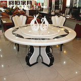 大理石圆形餐桌椅组合黑白简约现代餐厅欧式8时尚10人12圆桌 桌椅