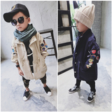 2016新款韩版秋装儿童装男童袖标中长款风衣开衫中童潮宝宝外套