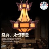中式羊皮吊灯大型酒店工程灯会所大堂装饰灯实木灯具定做正品