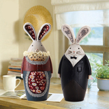 北欧风格装饰品摆件现代简约家居饰品客厅酒柜树脂工艺品摆设小兔