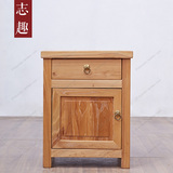 新中式老榆木免漆储物边柜床头柜实木门厅玄关柜收纳柜地柜