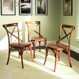 美式乡村经典叉背椅 椿木实木餐椅书桌椅 现代简约 单人椅 咖啡椅