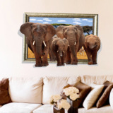 创意3D立体大象卧室玄关客厅书房餐厅相框装饰画墙贴环保玻璃贴