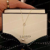 王后代购 韩国LLOYD 14K玫瑰金淡水珍珠锆石 长款吊坠 项链锁骨链