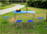 手提式铝合金折叠桌椅便携广告桌户外折叠桌摆桌子凳子有孔太阳伞