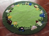 时尚绿色卡通儿童圆形地毯客厅茶几沙发卧室床边手工腈纶地毯定制
