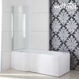 沃特玛 独立浴缸 亚克力1.7米带透明玻璃屏风淋浴浴池 独立式卫浴