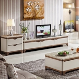 白色大理石电视柜组合钢化玻璃茶几整装客厅小户型简约现代二斗柜