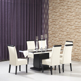 华人顾家 简约时尚现代钢化玻璃餐桌 橡木贴皮餐桌椅组合KA007T