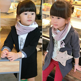 外贸韩版童装3-4-5-6-7-8岁女童长袖长款西装风衣外套女孩秋冬季