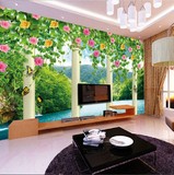 客厅时尚家装艺术电视背景墙纸3d大型创意装饰无缝壁画 玫瑰风景