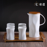 创意陶瓷不规则花茶凉冷水壶套装大号容量家用带竹托盘杯具送礼品