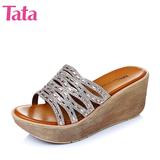 Tata/他她夏季专柜同款时尚优雅镂空高坡跟女鞋2NT49BT5