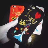 杜嘉班纳DG女孩刺绣亮片苹果6S贴皮保护套iphone6 plus手机壳