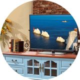 地中海电视柜 美式乡村蓝色地柜茶几组合2米 欧式田园实木简约