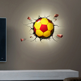 3D光控足球墙贴小夜灯创意DIY儿童屋墙壁感应灯LED卡通时尚装饰灯