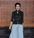 中式唐装民族风中国风修身文艺复古蕾丝旗袍上衣茶人服女装春长袖