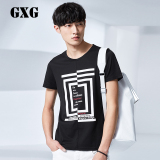 GXG男装 2016夏季商场同款 男士修身款黑色短袖T恤#62844042
