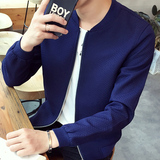 韩版男士立领夹克外套2016春季新款加大码上衣青年针织jacket男装
