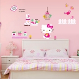 hellokitty猫墙贴纸卧室温馨儿童房女孩公主卡通装饰墙壁贴可移除