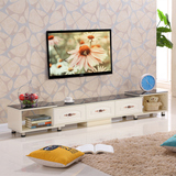 悠佳 简约现代欧式电视柜茶几组合钢化玻璃可伸缩客厅木质视听柜
