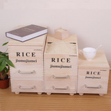 实木碳化米箱10kg 防虫储物粮箱五谷杂粮箱可移动厨房米桶面粉箱