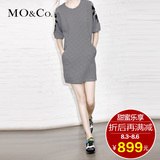 MO&Co.连衣裙春装女2015欧美条纹连身裙贴布连袖MA151SKT37moco