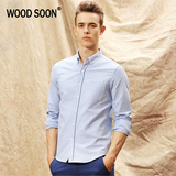 WOODSOON青年休闲长袖衬衫 男士修身纯棉英伦衬衣 春秋潮流新款