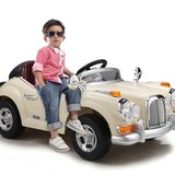 四轮双驱遥控儿童电动车 单人可坐玩具电动汽车 老爷车JE128童车