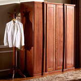 富盛四门衣柜实木衣柜美国红橡木衣柜木质整体衣柜家具组装大衣橱