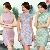 夏季旗袍短款 蕾丝修身礼服中式民国改良少女日常显瘦复古连衣裙
