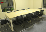 杭州办公家具定做 钢木会议桌 现代简约风格 钢架长条桌 可带玻璃