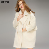dfvc2016秋冬新款女装欧美时尚茧型保暖呢子外套宽松廓形羊毛大衣