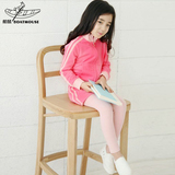 船鼠女童套装春秋款 拉链式2016韩版童装 儿童休闲卫衣裙裤两件套