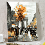 自油自画 diy数字油画大幅客厅餐厅手绘风景装饰画 巴黎街头