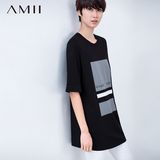 Amii女装旗舰店夏新艾米休闲大码直筒中袖几何印花卫衣11670457